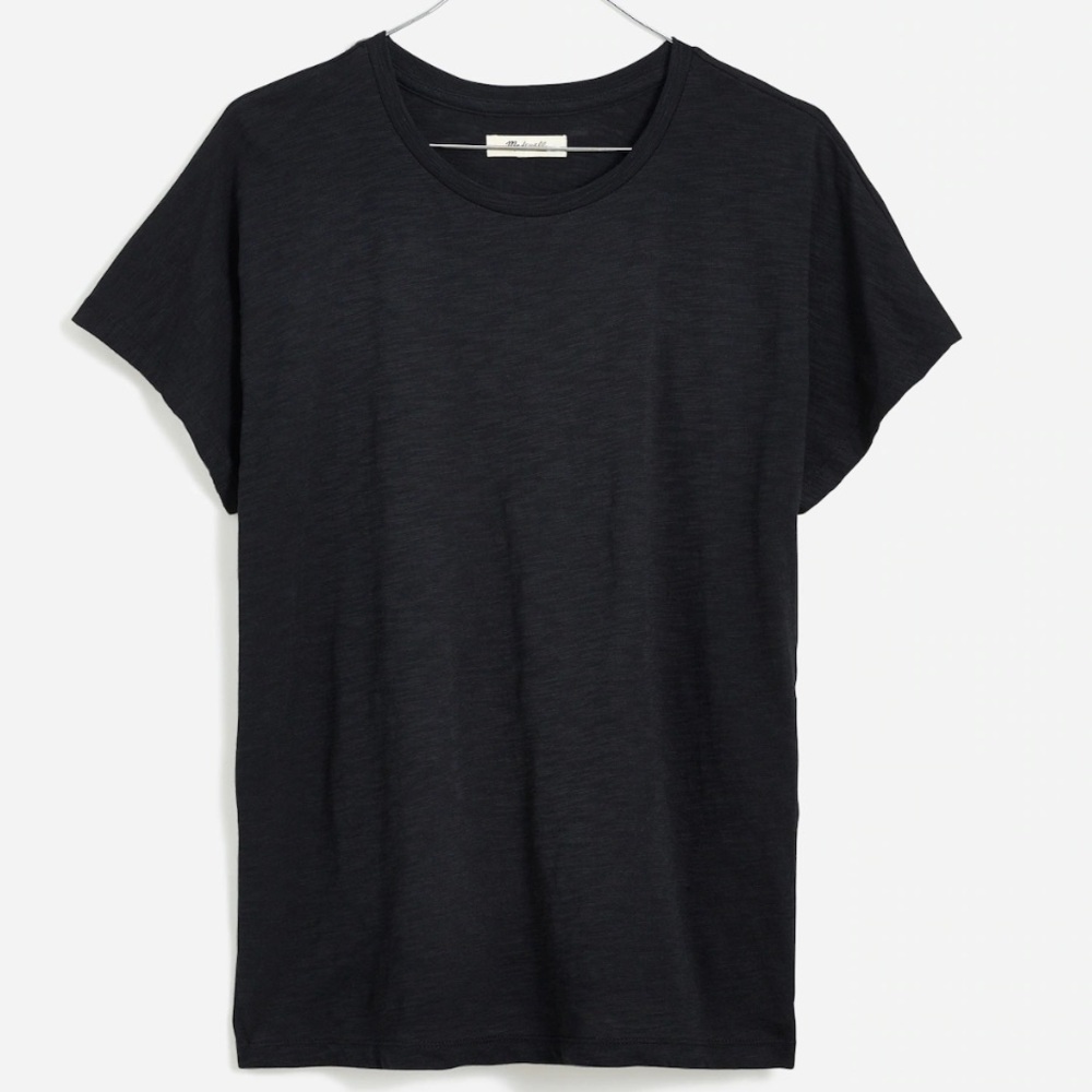 Madewell Black Slub Cotton Dolman Sleeve Tee XS - Picture 3 of 9